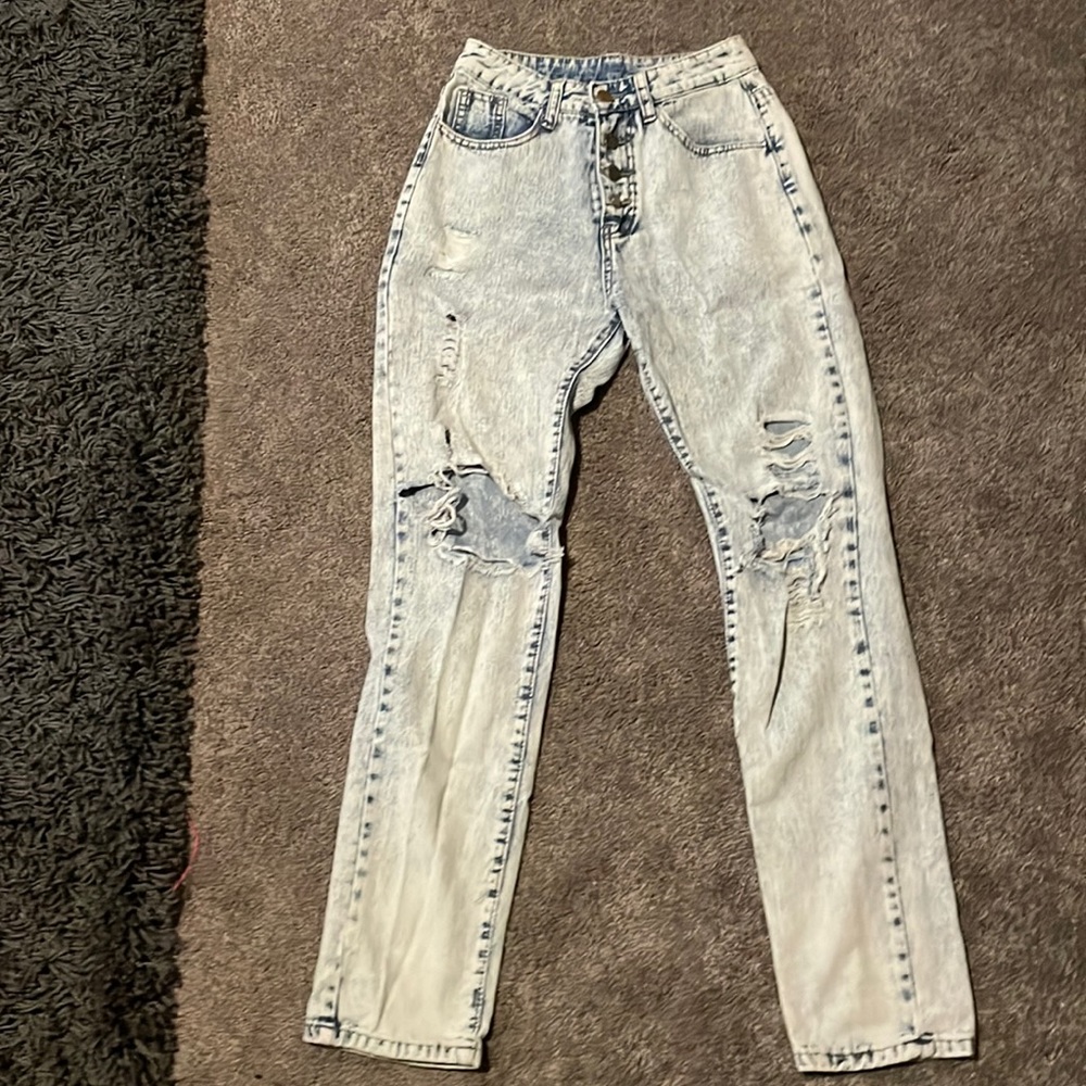 SHEIN bleached ripped jeans